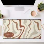 Retro Modern Abstract marmer werveling bruin en cr Bureaumat