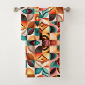 Retro Modern Abstract Squares Collectie Bad Handdoek (Insitu)