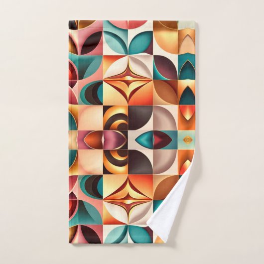 Retro Modern Abstract Squares Collectie Bad Handdoek (Handdoek)