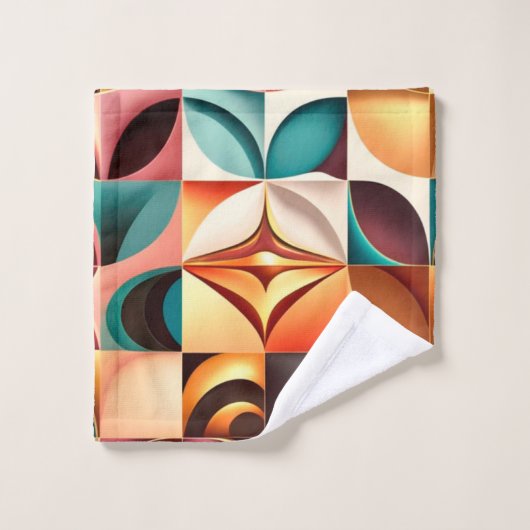 Retro Modern Abstract Squares Collectie Bad Handdoek (Wasdoekje)