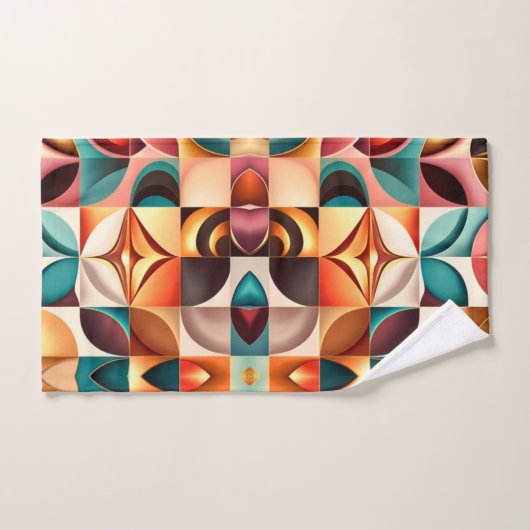 Retro Modern Abstract Squares Collectie Bad Handdoek (Handdoek)