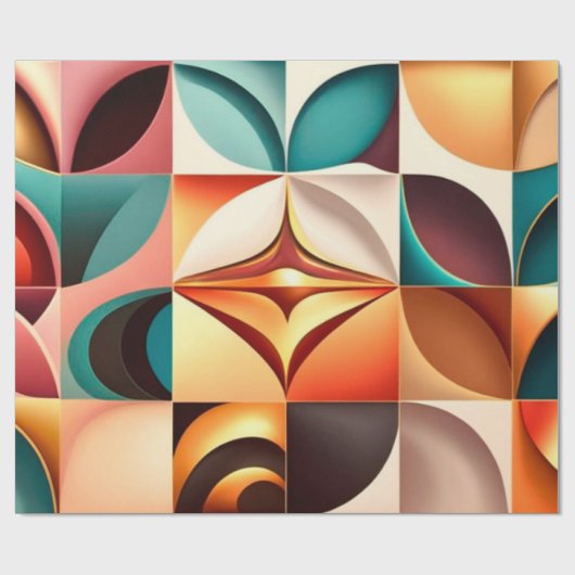 Retro Modern Abstract Squares Collectie Cadeaupapier (Vlak)