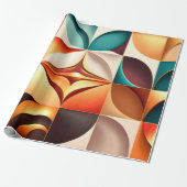 Retro Modern Abstract Squares Collectie Cadeaupapier (Uitgerold)