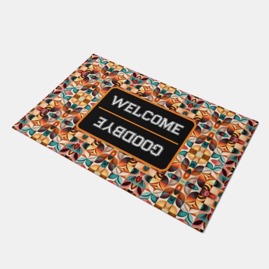 Retro Modern Abstract Squares Collectie Deurmat (Schuin)