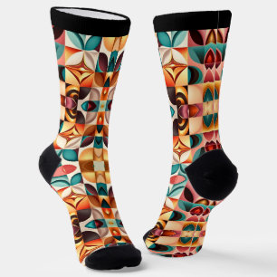 Retro Modern Abstract Squares Collectie Sokken