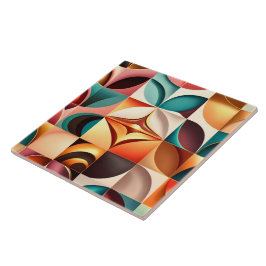 Retro Modern Abstract Squares Collectie Tegeltje