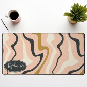Retro Modern Abstracte Marmer Werveling Roze Goud  Bureaumat