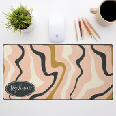 Retro Modern Abstracte Marmer Werveling Roze Goud  Bureaumat