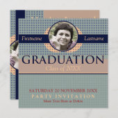 Retro Modern Afstuderen met foto-uitnodiging Kaart (Voorkant / Achterkant)