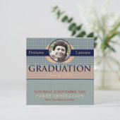 Retro Modern Afstuderen met foto-uitnodiging Kaart (Staand voorkant)