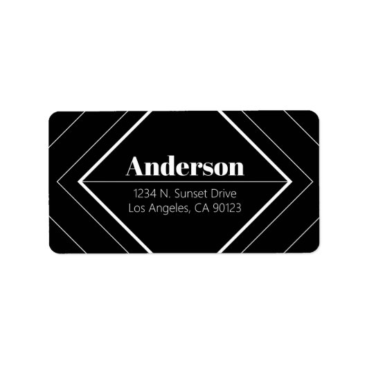 Retro-Modern Art Deco | Black & White Address Etiket (Voorkant)