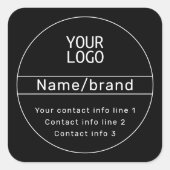 Retro-modern bedrijfs- of merkcontactinfo vierkante sticker (Voorkant)