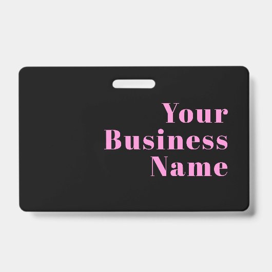 Retro-modern bewerkbare tekst | Zwart & Roze Badge (Voorzijde)