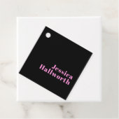 Retro-modern bewerkbare tekst | Zwart & Roze Bedankjes Labels (In situ)