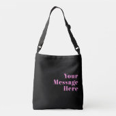 Retro-modern bewerkbare tekst | Zwart & Roze Crossbody Tas (Achterkant)
