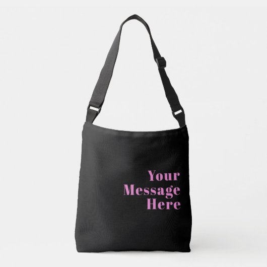 Retro-modern bewerkbare tekst | Zwart & Roze Crossbody Tas (Voorkant)