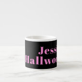 Retro-modern bewerkbare tekst | Zwart & Roze Espresso Kop (Voorkant)