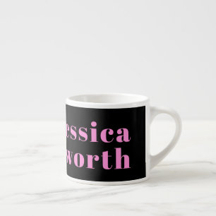 Retro-modern bewerkbare tekst   Zwart & Roze Espresso Kop