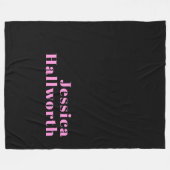 Retro-modern bewerkbare tekst | Zwart & Roze Fleece Deken (Voorkant (Horizontaal))