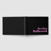 Retro-modern bewerkbare tekst | Zwart & Roze Gastenboek (Volledig)