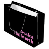 Retro-modern bewerkbare tekst | Zwart & Roze Groot Cadeauzakje (Voorkant Gekanteld)