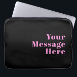 Retro-modern bewerkbare tekst | Zwart & Roze Laptop Sleeve<br><div class="desc">Stijlvolle retro-modern tekst voor een naam of andere tekst, bewerk naar wens!</div>