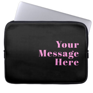 Retro-modern bewerkbare tekst Zwart & Roze Laptop Sleeve