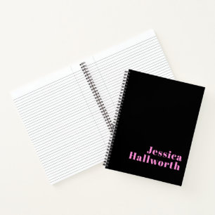 Retro-modern bewerkbare tekst Zwart & Roze Notitieboek