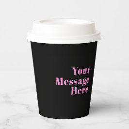 Retro-modern bewerkbare tekst | Zwart & Roze Papieren Bekers
