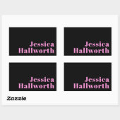 Retro-modern bewerkbare tekst | Zwart & Roze Rechthoekige Sticker (Vel)