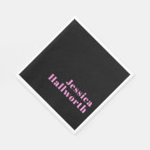 Retro-modern bewerkbare tekst | Zwart & Roze Servet (Hoek)
