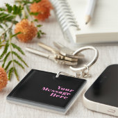 Retro-modern bewerkbare tekst | Zwart & Roze Sleutelhanger (Voorkant Rechts)