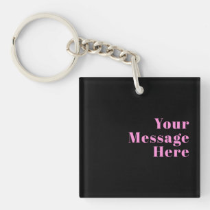 Retro-modern bewerkbare tekst   Zwart & Roze Sleutelhanger