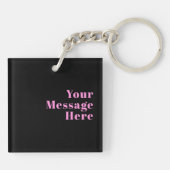 Retro-modern bewerkbare tekst | Zwart & Roze Sleutelhanger (Achterkant)