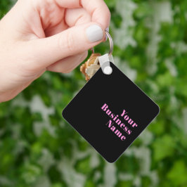 Retro-modern bewerkbare tekst | Zwart & Roze Sleutelhanger