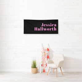 Retro-modern bewerkbare tekst | Zwart & Roze Spandoek