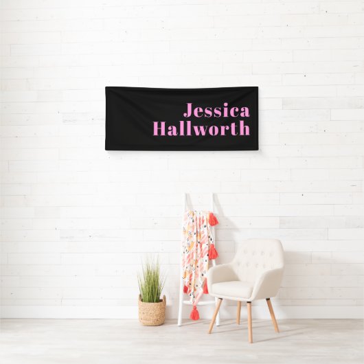 Retro-modern bewerkbare tekst | Zwart & Roze Spandoek (Insitu)