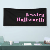 Retro-modern bewerkbare tekst | Zwart & Roze Spandoek (Beurs)