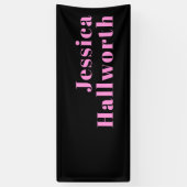 Retro-modern bewerkbare tekst | Zwart & Roze Spandoek (Verticaal)