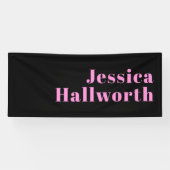 Retro-modern bewerkbare tekst | Zwart & Roze Spandoek (Horizontaal)