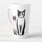 Retro Modern Black and White Cat and Kitten Latte Mok (Linkerhoek)