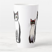 Retro Modern Black and White Cat and Kitten Latte Mok (Voorkant)