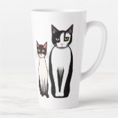 Retro Modern Black and White Cat and Kitten Latte Mok (Rechts)