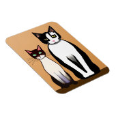 Retro Modern Black and White Cat and Kitten Magneet (Rechterzijde)