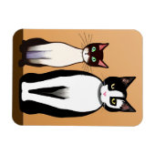 Retro Modern Black and White Cat and Kitten Magneet (Horizontaal)