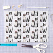 Retro Modern Black and White Cat and Kitten Tissuepapier (Craft)