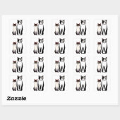 Retro Modern Black and White Cat and Kitten Vierkante Sticker (Vel)
