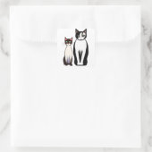 Retro Modern Black and White Cat and Kitten Vierkante Sticker (Tas)