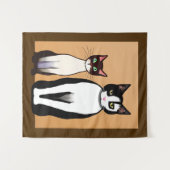 Retro Modern Black and White Cat and Kitten Wandkleed (Voorkant (horizontaal))