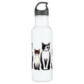 Retro Modern Black and White Cat and Kitten Waterfles (Voorkant)